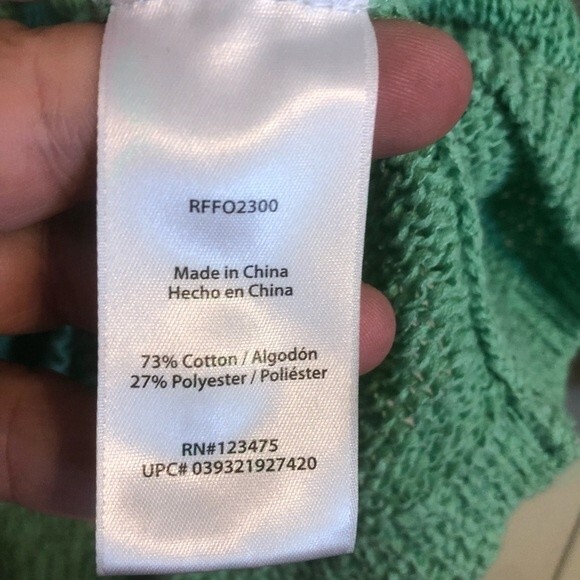 RACHEL ZOE Karla Mint Green Pullover Sweater Open Knit Medium Ribbed Long Sleeve - Picture 5 of 9